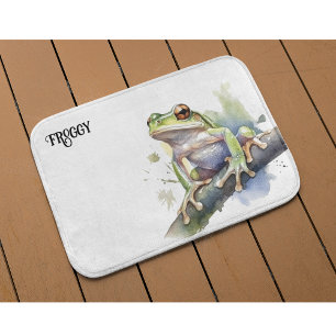 Cute Watercolor Träd Frog, anpassningsbar Badrumsmatta