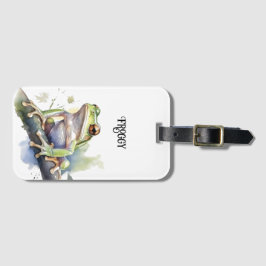 Cute Watercolor Träd Frog, anpassningsbar Bagagebricka