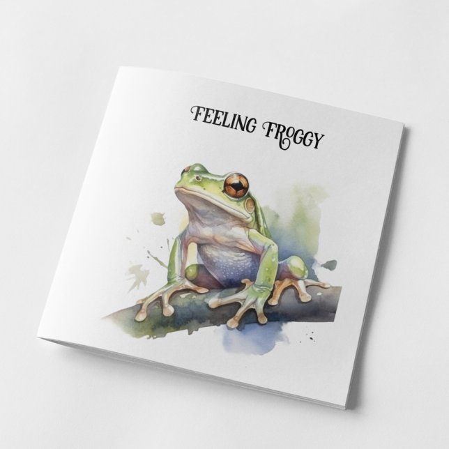Cute Watercolor Träd Frog, anpassningsbar Julkort (Skapare uppladdad)