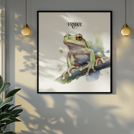 Cute Watercolor Träd Frog, anpassningsbar Poster