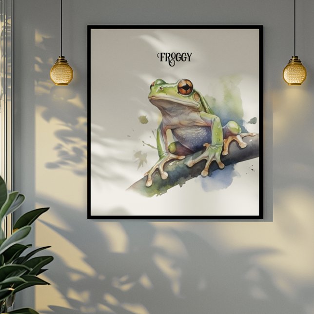 Cute Watercolor Träd Frog, anpassningsbar Poster (Skapare uppladdad)