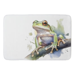 Cute Watercolor Träd Frog Badrumsmatta