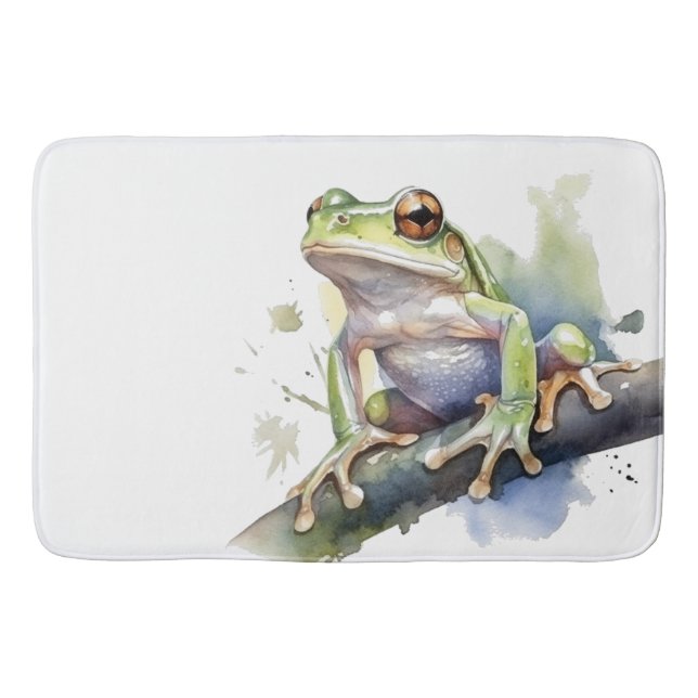 Cute Watercolor Träd Frog Badrumsmatta (Framsidan)