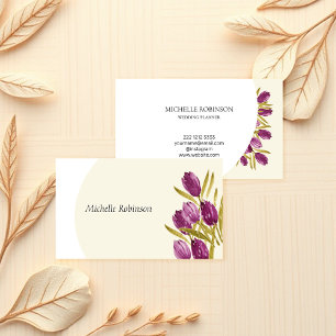 Cute Watercolor Tulip Flowers Professional Visitkort