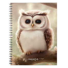 Cute Watercolor Uggla bärbar dator med Namn Anteckningsbok