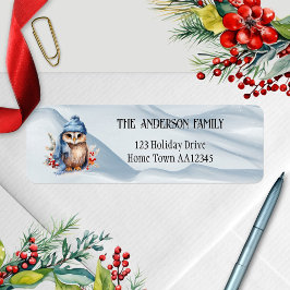 Cute Watercolor Uggla, julreturadressetikett Returadress Etikett