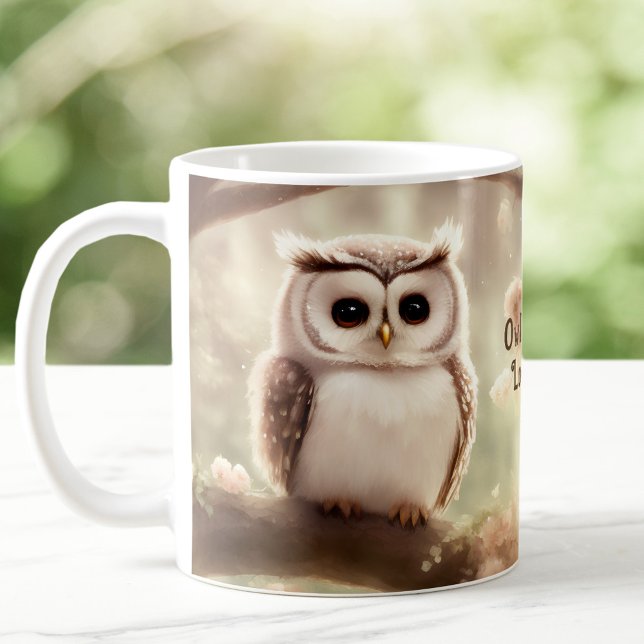 Cute Watercolor Uggla Personlig Coffee Mugg (Cute Watercolor Owl Personalized Coffee Mug)