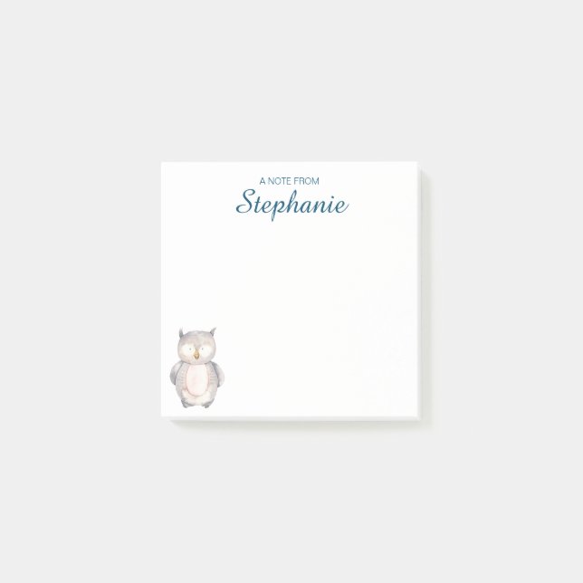 Cute Watercolor Uggla Post-it Block (Framsida)