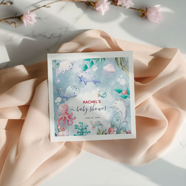 Cute Watercolor under Sea Baby Shower Pappersservett (Skapare uppladdad)