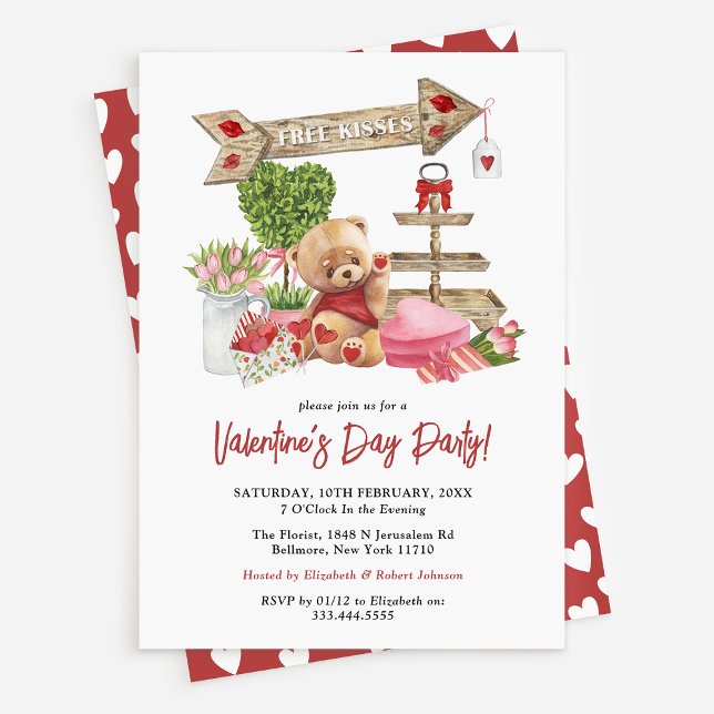 Cute Watercolor Valentine's Day Party Invitation Inbjudningar (Skapare uppladdad)