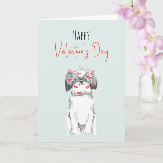 Cute Watercolor Valentiness Hundar Card Kort (Orkide)