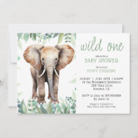 Cute Watercolor Vild 1 Elephant Baby Shower