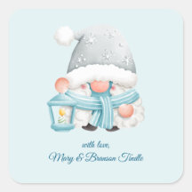 Cute Watercolor Vintage jul Winter Gnome