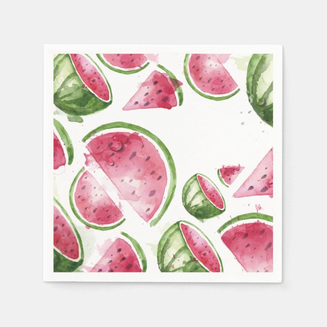Cute Watercolor Watermelon Pappersservett (Framsidan)