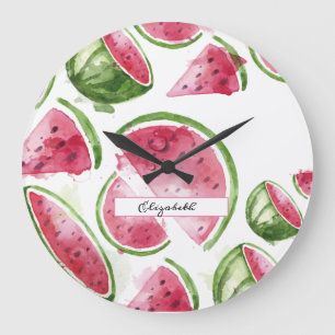Cute Watercolor Watermelon Stor Klocka