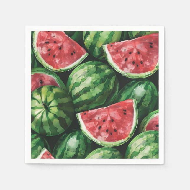 Cute Watercolor Watermelon Summer Pappersservett (Framsidan)