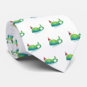 Cute Watercolor Whale med Santa Hat Slips