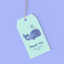 Cute Watercolor Whale Party Hat Presentetikett