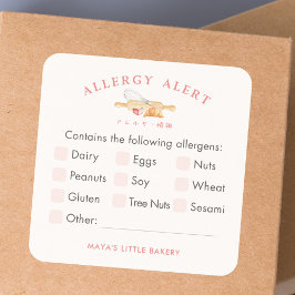 Cute Watercolor Whisk Pin Allergy Alert Fyrkantigt Klistermärke