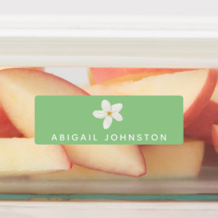 Cute Watercolor White Blommigt Monogram Food Klistermärke