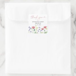 Cute Watercolor WildblomBaby Shower Tack Fyrkantigt Klistermärke