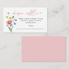 Cute Watercolor Wildblomblare Diaper Raffle Tilläggskort