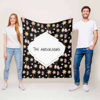 Cute Watercolor Winter Glowes Snögubbe Cookies Fleecefilt