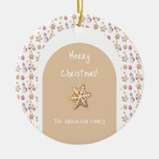 Cute Watercolor Winter Glowes Snögubbe Cookies Julgransprydnad Keramik