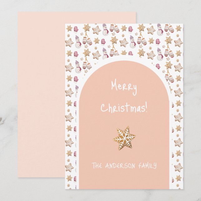 Cute Watercolor Winter Glowes Snögubbe Cookies Julkort (Fram/baksida)