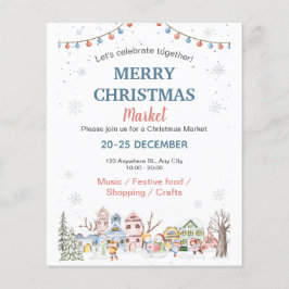Cute Watercolor Winter Helgdag Julmarknaden Flygblad