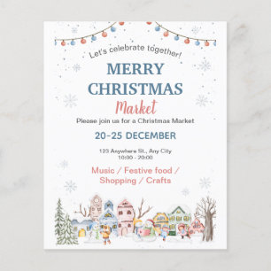 Cute Watercolor Winter Helgdag Julmarknaden Flygblad