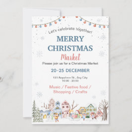 Cute Watercolor Winter Helgdag Julmarknaden Inbjudningar