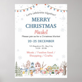 Cute Watercolor Winter Helgdag Julmarknaden Poster