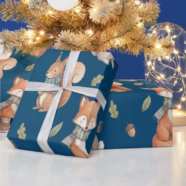 Cute Watercolor Woodland Animals Presentpapper (Helgdagar)