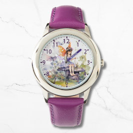 Cute Watercolor Woodland Fairy Butterfly Blommigt Armbandsur