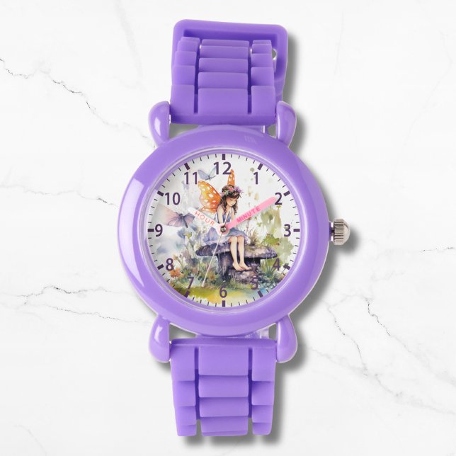 Cute Watercolor Woodland Fairy Butterfly Blommigt Armbandsur (Skapare uppladdad)