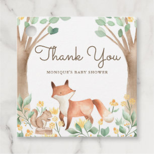 Cute Watercolor Woodland Fox Baby Shower Tack Gåvor Etiketter