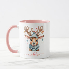 Cute Watercolor Woodland, julrenar Mugg