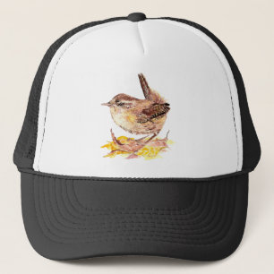Cute Watercolor Wren Bird, Nature, Wildlife Truckerkeps