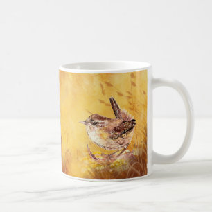 Cute Watercolor Wren Bird Painting Kaffemugg