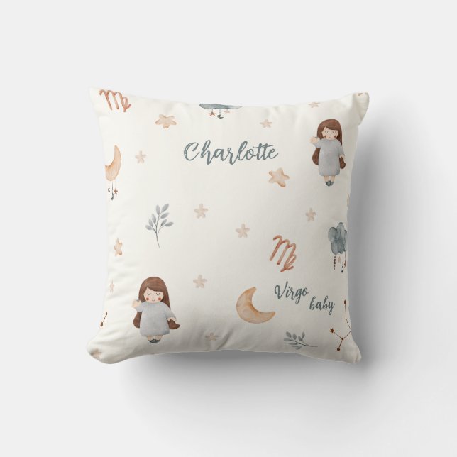 Cute Watercolor Zodiac-tecken Våg Kudde (Framsida)