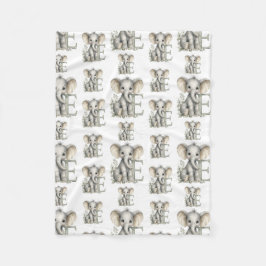 Cute watercolour baby animal alphabet Elephant Fleecefilt