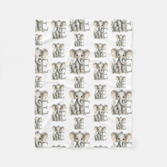 Cute watercolour baby animal alphabet Elephant Fleecefilt (Framsidan)