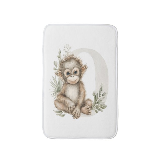 Cute watercolour baby animal alphabet Orangutan Badrumsmatta (Framsidan (Vertikal))