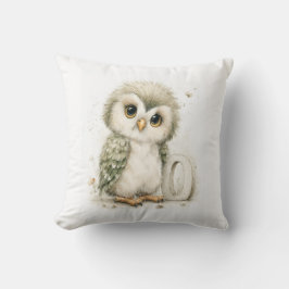 Cute Watercolour Baby Animals Alphabet Owl Kudde