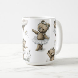 Cute Watercolour Ballerina Bear Design in tutus Kaffemugg