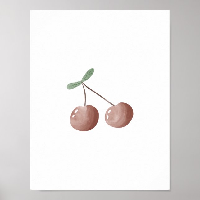 Cute Watercolour Cherry Fruit Nursery Poster (Framsidan)