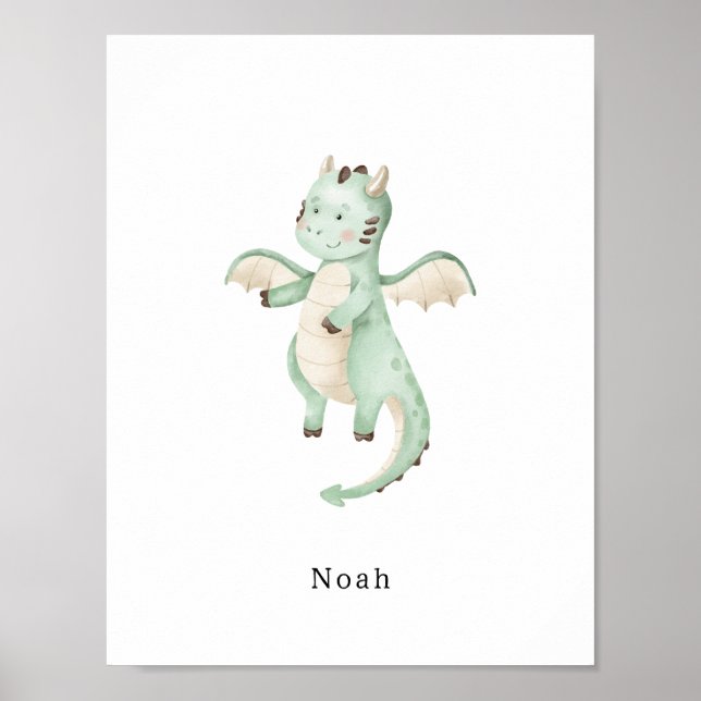Cute Watercolour Dinosaur Name Poster (Framsidan)