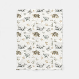 Cute Watercolour Ocean Baby Animals Fleecefilt