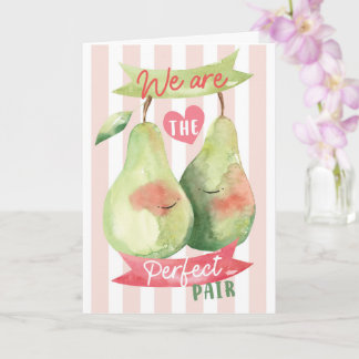 Cute Watercolour Pair Pear Valentine Anniversary Kort